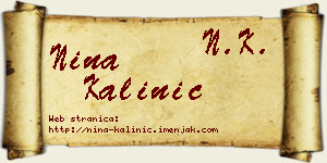 Nina Kalinić vizit kartica